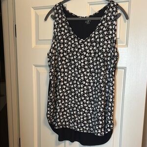 LOFT Black and White Tank Top with Polka Dots